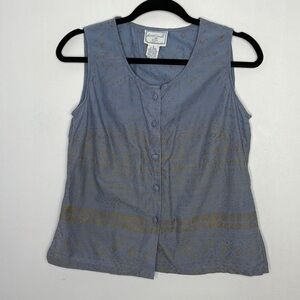 𝅺VINTAGE April Cornell metallic abstract print sleeveless blouse